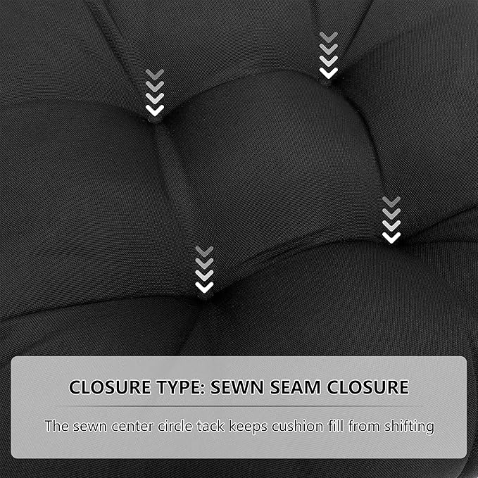 RACE LEAF Patio Chair Cushions 19x19 Inch 4 Pack, Thickened Outdoor Cushions Water Resistant Stain Resistant Non-Slip Ties (Black)