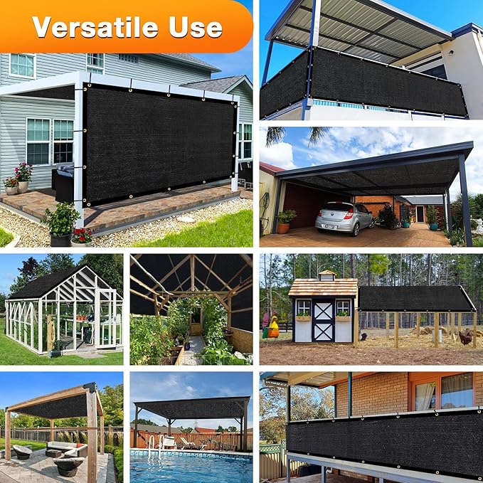 Artpuch Outdoor Pergola Shade Cover 16x20 FT Sun Shade Cloth with Grommets Black 90% UV Protection Canopy Patio Privacy Screen (Customized Available)