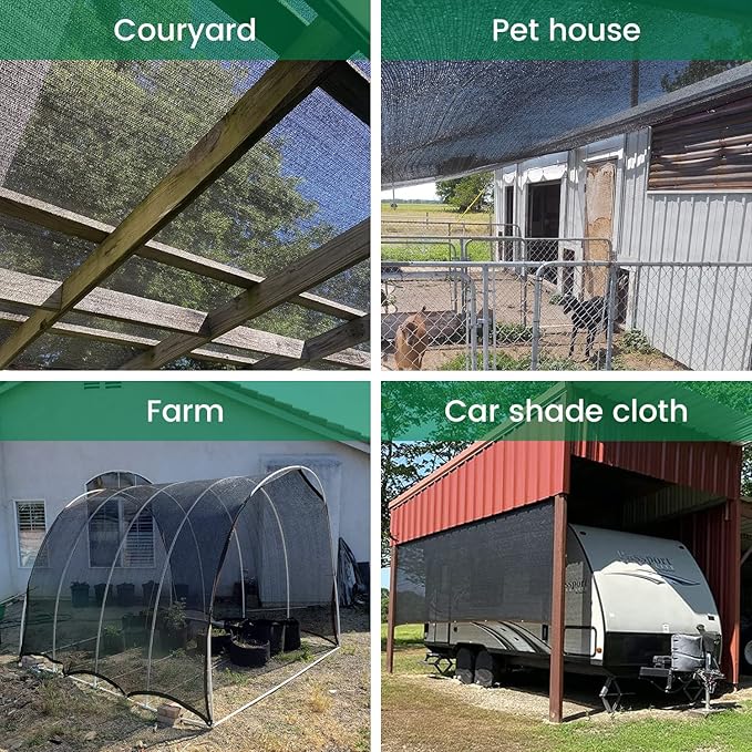 50% 20 X 48 FT Black Shade Cloth, Outdoor Woven Sun Shade with Grommets, Durable Breathable Netting Shading Antifreezing for Patio, Garden, DIY Home, Plants Cover, Greenhouse, Dog Kennel