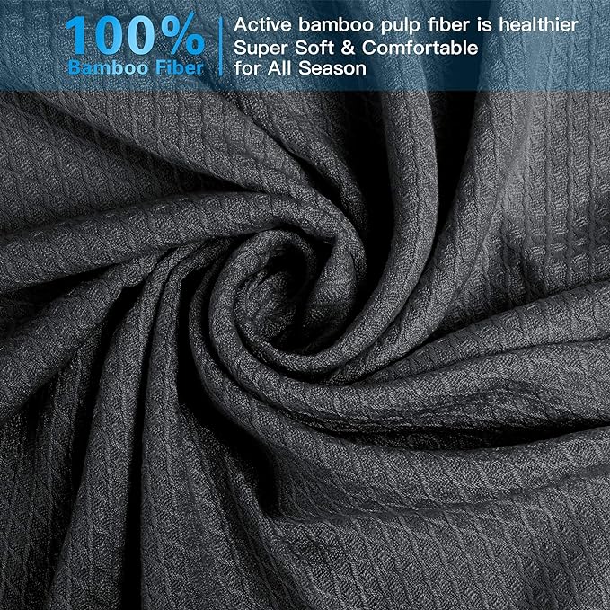 AmyHomie Cooling Blanket, 100% Rayon Derived from Bamboo, Cool Summer Blanket for Hot Sleepers, Soft Comfy Lightweight Blankets for All Seasons(Dark Gray, 79×91in)