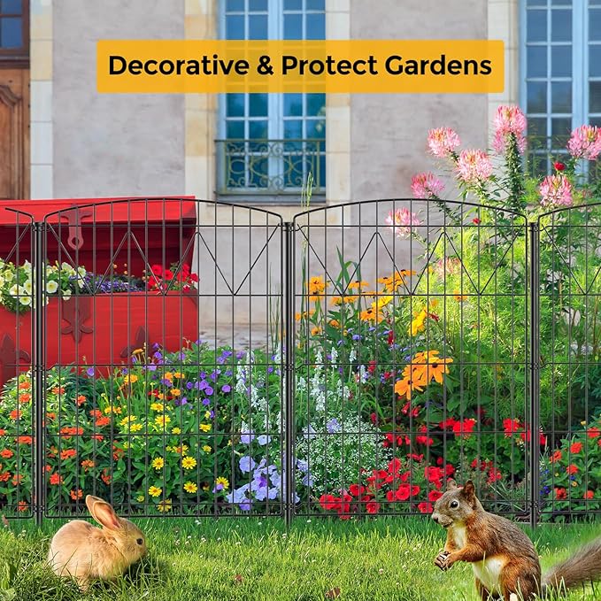 Jocoevel Garden Fence 12 Panels, 29.7 in(H) x 23.4 ft(L) No Dig Decorative Fencing, Rustproof Metal Fence Border for Garden Beds, Outdoor Temporary Dog Fence for Yard Patio