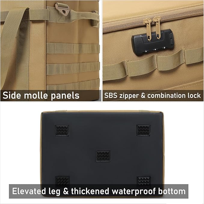 Tactical Camping Storage Bag - 38L Utility Tote Bag Organizer with Combination Lock and Shoulder Strap