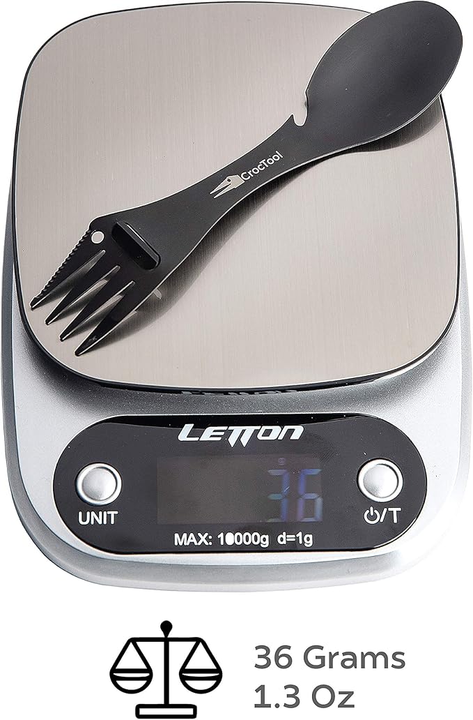 Spork Ultra Lightweight and Strong 5 in 1 Camping Utensil Set-Spoon+Fork+Knife+Peeler+Bottle Opener+Bag+Carry case. Ideal for Outdoors, Home or Office