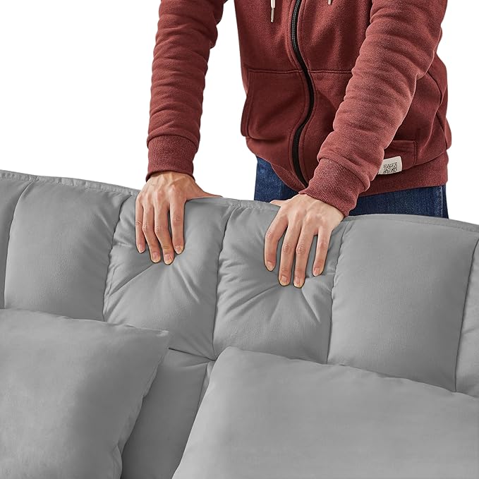 53" Convertible Sofa Bed with Pull-Out Bed - Velvet 3-in-1 Reclining Futon Loveseat, Space-Saving Sleeper Couch with Adjustable Backrest & Side Pockets, Modern Living Room Furniture (Grey, Full Size)