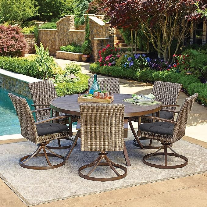 RACE LEAF Outdoor Seat Cushions Set of 2, 19" x 19" Square Patio Cushions, Plump Filling Tufted Water-Resistant Olefin Chair Seat Cushion with Ties for Non-Slip Support, Gray