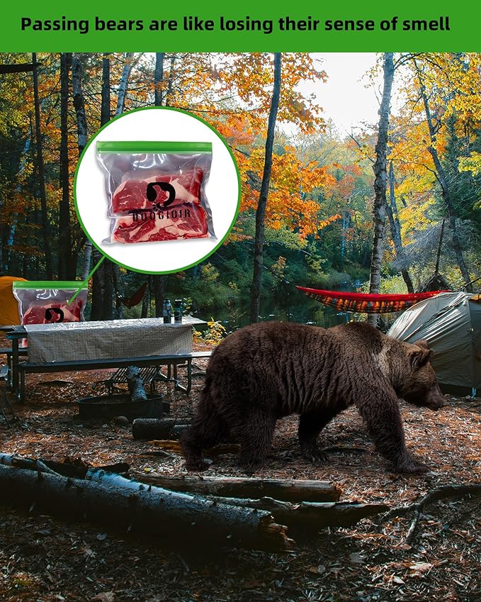 Odor Proof Storage Bags - 28ｘ20 Inch Double Seal Odor Barrier Storage Bags for Backpacking, Camping and Household, Lock in Odors Keep Contents Fresh and Waterproof, Reusable Odor Proof Bags (4 Pack)