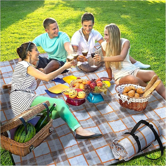 Extra Large Picnic Blankets Portable 80x80 Oversized Waterproof Sandproof Outdoor Boho Beach Blanket Camping Grass Mat Big Xl Sand Free Car Items Summer Essential Hiking Must Have Backpacking Supplies