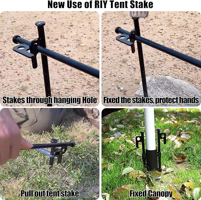 8 Pack Tent Stakes Heavy Duty Metal Tent Pegs for Camping Steel Tent Stakes 8 inch Unbreakable and Inflexible