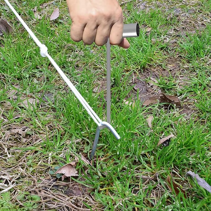 9 Inch Tent Stakes with T Hook, Tent Stakes Metal, Heavy Duty Tarp Camping Stakes, Metal Stakes for Inflatables Outdoor Decorations, 40 Pack