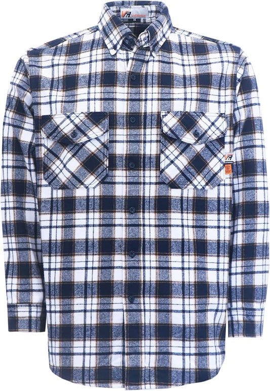 VATRENUS FR Shirts for Men Plaid Flannel Jacket 8.5oz Heavyweight Flame Resistant Welding Shirt