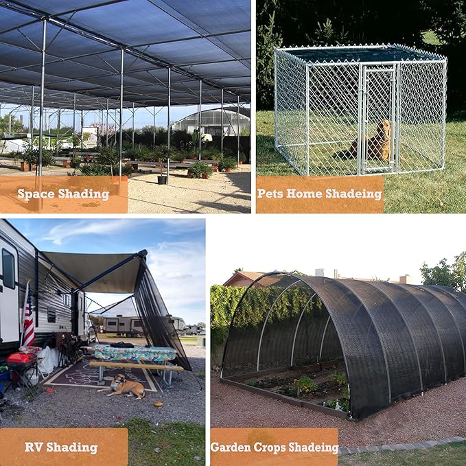 Garden expert 50% Black Shade Cloth 10x20FT Taped Edge with Grommets Sun Net Mesh for Garden Patio Backyard UV-Resistant