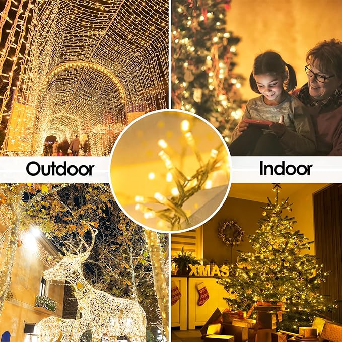 Super-Long 180FT 500 LED Christmas String Lights Indoor Outdoor,13 Modes Warm White Christmas Lights Waterproof, Twinkle Fairy Lights Plug in Clear Wire for Christmas Tree Bedroom Wedding Party