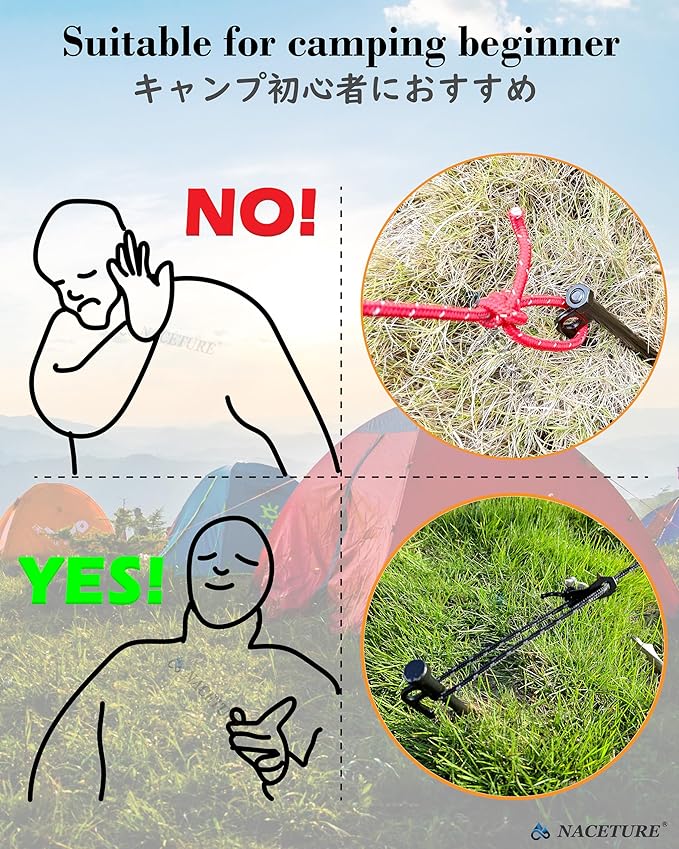 NACETURE Aluminum Alloy Rope Tensioner Tent Guyline Cord Adjuster for Camping, Hiking, Backpacking