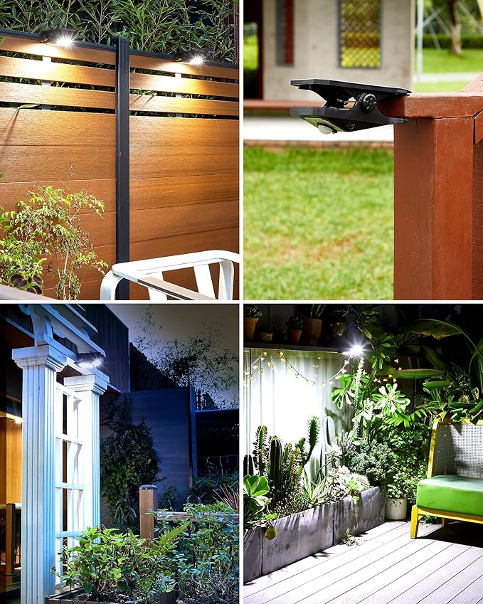 45Leds Solar Motion Sensor Lights Outdoor, Clip on Solar Lights Outdoor Waterproof, High Bright Solar Powered Security Lights for Outside Fence Chain Link Camping (2, 45 LED)