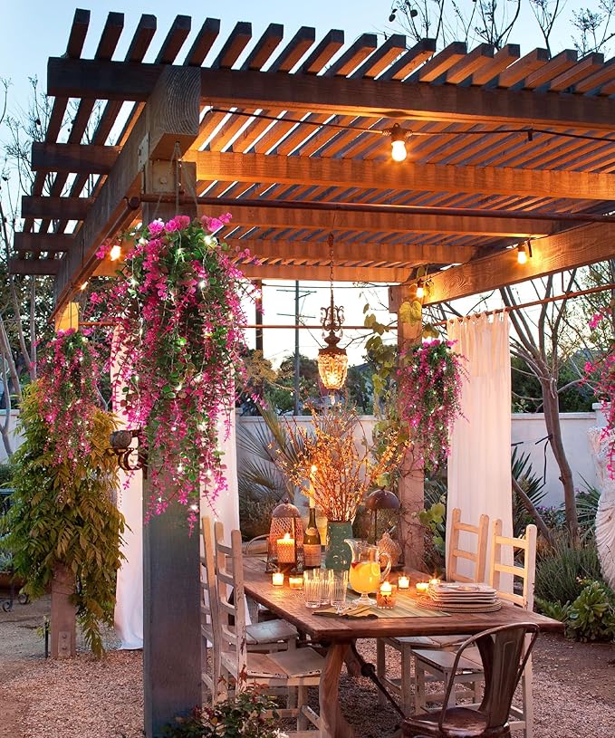 Fake Hanging Planta Faux Hanging Plants Indoor Artificial Decor outdoor Faux Plants UV Resistant Fake Hanging Plants for Wall House Room Patio Indoor Outdoor Home Shelf Office Wall Decor(Fuchsia)