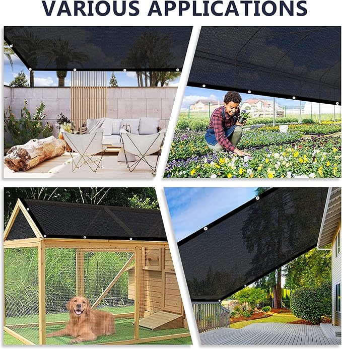 VICLLAX 50% Shade Cloth, 14x17FT Durable Black Mesh Trap with Every 3 FT Grommet, Sun Shade Fabric Netting for for Plants Cover, Greenhouse, Chicken Coop, Barn Kennel, Garden Patio