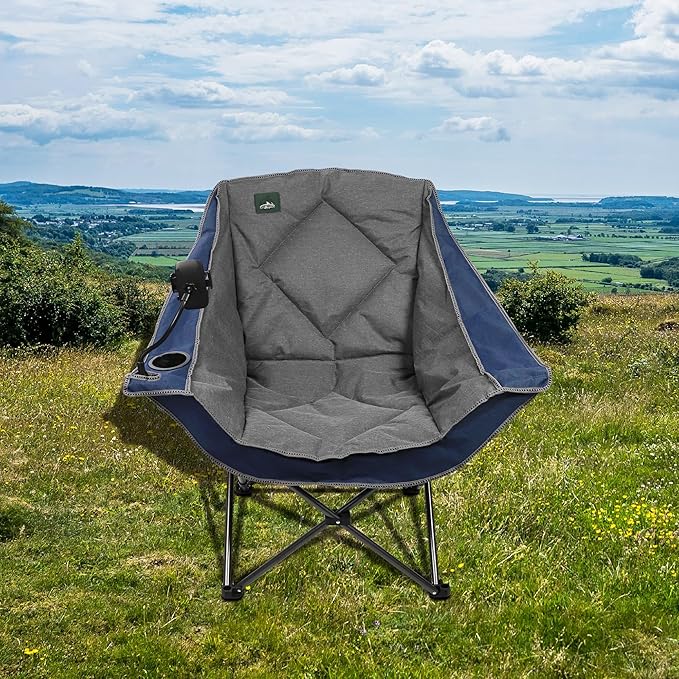 Northroad Oversized Foldable Camping Chair, Outdoor Padded Lawn Chair w/Cup Holder,Carry Bag for Beach, Hiking, and Picnics,Heavy-Duty 300-lbs Capacity, Purple