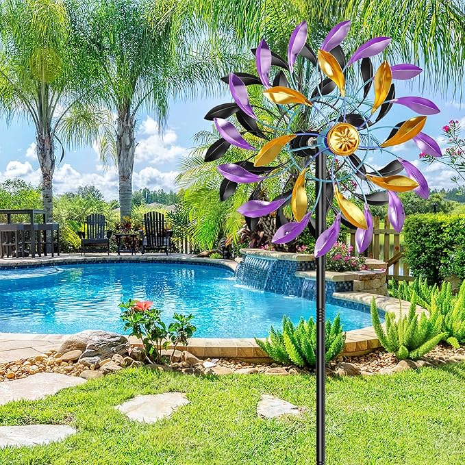 Wind Spinners Outdoor for Yard and Garden, 360 Degrees Metal Wind Sculptures & Spinners, Windmill for Outside Patio Lawn Decor Gifts for Family Friends