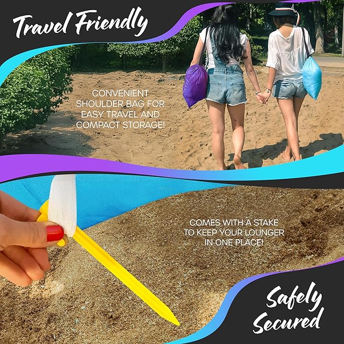 Nevlers 2 Pack Inflatable Loungers Air Sofa Couch | Perfect for Beach Chair Camping Chairs or Portable Hammock |Travel Bag Pouch, Pegs & 3 Pockets| Movie Seating & Camping Accessories Blow Up Lounger