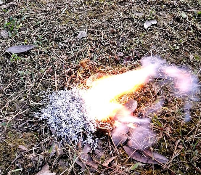 Fire Starter Kit – 6 Magnesium Bags + 3.15" Ferro Rod (12,000+ Strikes) + 4" Waxed Rope (12 Min Burn) – Survival Kit in Waterproof Tin for Camping, Hiking