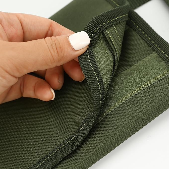 Camping Utensil Roll Bag, Waterproof Chef Knife Cutlery Up Pouch Bag with 13 Slots For Fork, Spoon, Chopstick, Portable Professional Case Hold Storage Kitchen Cooking Set Travel Organizer, Army Green
