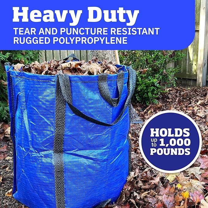 DURASACK Heavy Duty Home and Yard Bags 48-Gallon Reusable Self-Standing Lawn and Leaf Bags Garbage Can with Reinforced Handles, Multicolored, 3 Pack