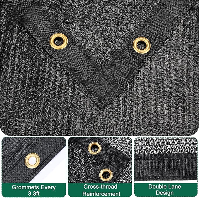 Kesfitt Garden 70% Shade Cloth, Resistant Sun Shade Net 20x20FT Mesh Tarp with HDPE Material and Reinforced Grommets Shade Trap for Greenhouse, Plant, Pergola, and Backyard Patio Sunshade
