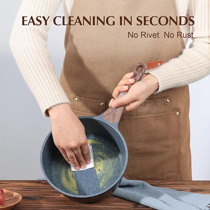 SENSARTE Nonstick Saucepan with Lid, 2.5 Quarts Medium Pot with Swiss Granite Coating, Stay-cool Handle, Sauce Pan Small Kitchen Cooking Pot, Induction Comptable, Free of Intentionally Added PFOA