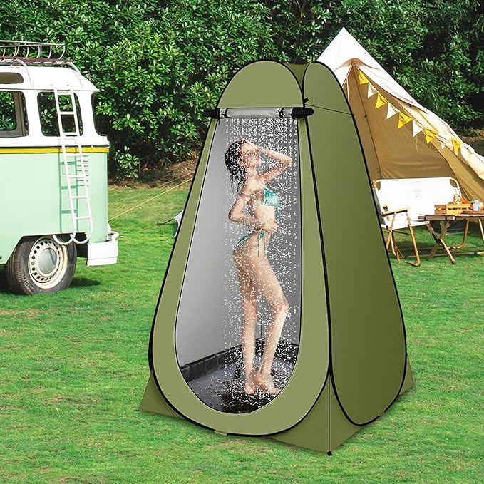 41"x41"x5" Portable Shower Pan Camping Shower Base Collapsible Temporary Shower Stall with Drain Hose Durable Foldable Basin for RV Outdoor Bathing Pets Tent Indoor Outdoor Use