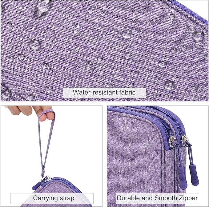FYY Electronic Organizer, Travel Cable Organizer Bag Pouch Electronic Accessories Carry Case Portable Waterproof Double Layers Storage Bag for Cable, Cord, Charger, Phone, Large Size, Dark Purple