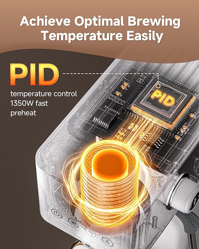 AMZCHEF Espresso Machine 20 Bar, Compact Espresso Maker with Steam Milk Frother, Coffee Maker with 41oz Removable Water Tank for Home, Coffee Machine for Cappuccino, Latte, Americano, 1350W