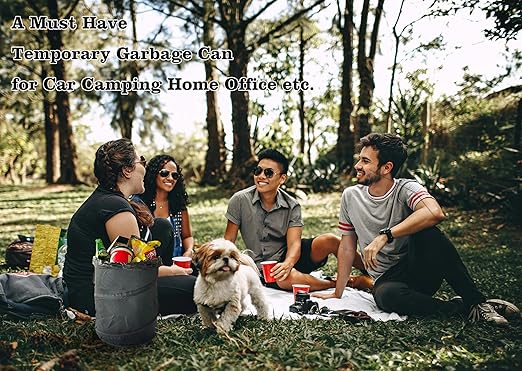 Ginsco 4 Gallons New Leakproof Car Trash Can, Large Trash Can Pop-up Collapsible Hanging Car Trash Bin, Waterproof PEVA Liner Open-Top Garbage Can for Cars Home Office Camping