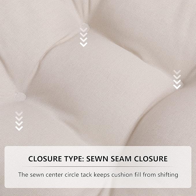 RACE LEAF Patio Chair Cushions 17x17 Inch 4 Pack, Thickened Outdoor Seat Cushions Water Resistant with Non-Slip Ties & Stain Resistant Tufted Design (Beige)