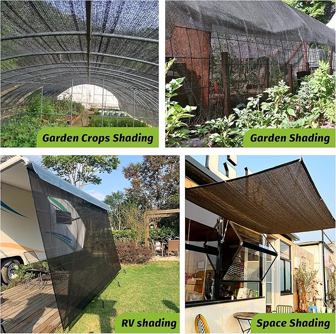 Garden expert 75% Black Shade Cloth 10x15FT Taped Edge with Grommets Sun Net Mesh for Garden Patio Backyard UV-Resistant