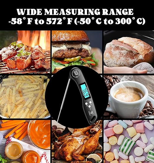 DOQAUS Digital Meat Thermometer, 2 Pack Instant Read Food Thermometer for Cooking, Kitchen Probe with Backlit & Reversible Display, Wide Temperature Range for Turkey, Bread, Baking, Sourdough