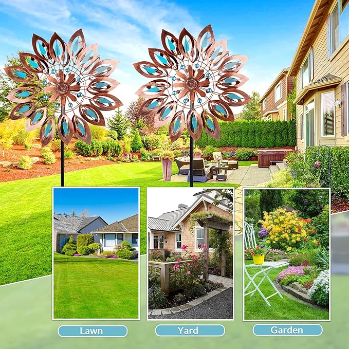 Wind Spinners for Outdoor Yard Decor, 360 Degrees Swivel Large Outdoor Metal Wind Spinner, 76" Wind Sculptures Garden Decor for Patio Lawn Yard