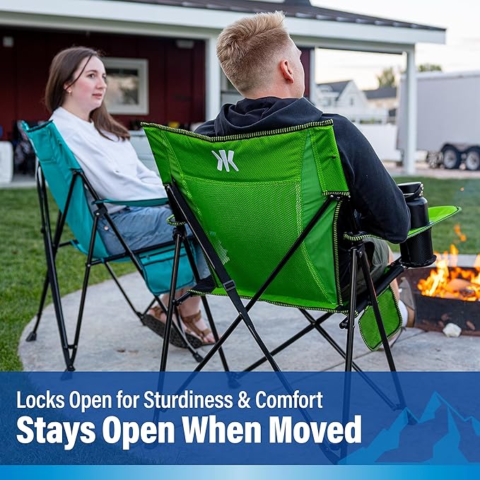 Kijaro Dual Lock Portable Camping Chairs - Enjoy the Outdoors with a Versatile Folding Chair, Sports Chair, Outdoor Chair & Lawn Chair - Dual Lock Feature Locks Position – Ireland Green