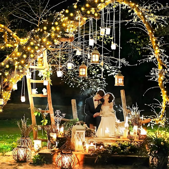 KNONEW 400FT Outdoor Christmas Fairy Lights Plug in,1200 LED String Lights Outdoor Waterproof 8 Modes Memory Times for Wedding Bedroom Walls Garden Trees Decoration(Warm White)