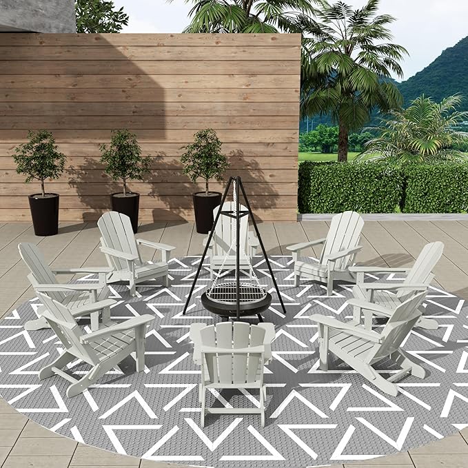 WestinTrends Malibu Malibu Outdoor Folding Poly Adirondack Chair (Set of 8), Sand