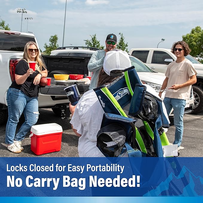 Kijaro Sports Fan Folding Chair, 26" L x 35.5" W x 37" H, Seattle Seahawks