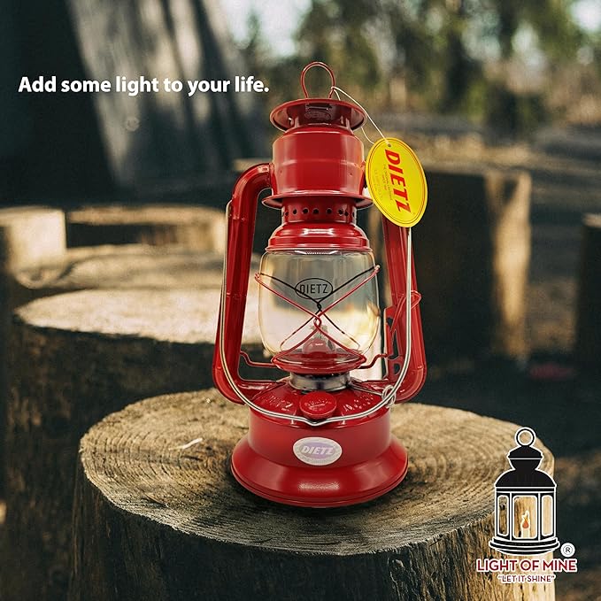 Light of Mine - Dietz #30 Little Wizard Red Oil Lantern with 5/8" Replacement Wick Strips (Red)