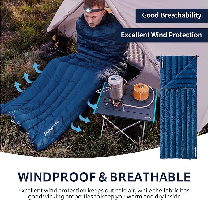 Naturehike Ultralight Backpacking RDS Down Sleeping Bag for Adults, 650 Fill Power Sleeping Bag for 42/52℉, 20oz Compact Lightweight Sleeping Bags for Hiking Camping 3 Seasons