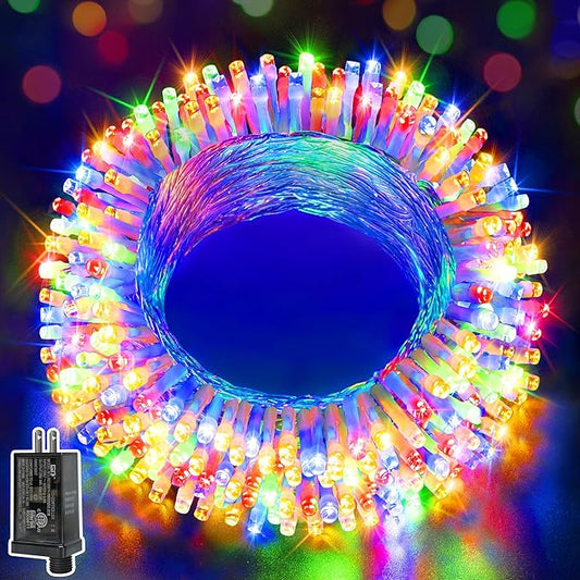 Ollny Christmas Lights Outdoor 200LED 60FT, Multicolor Connectable Plug in Fairy Light Indoor, 8 Modes Waterproof Timer Plug in LED String Lights for House Outside Bedroom Patio Balcony