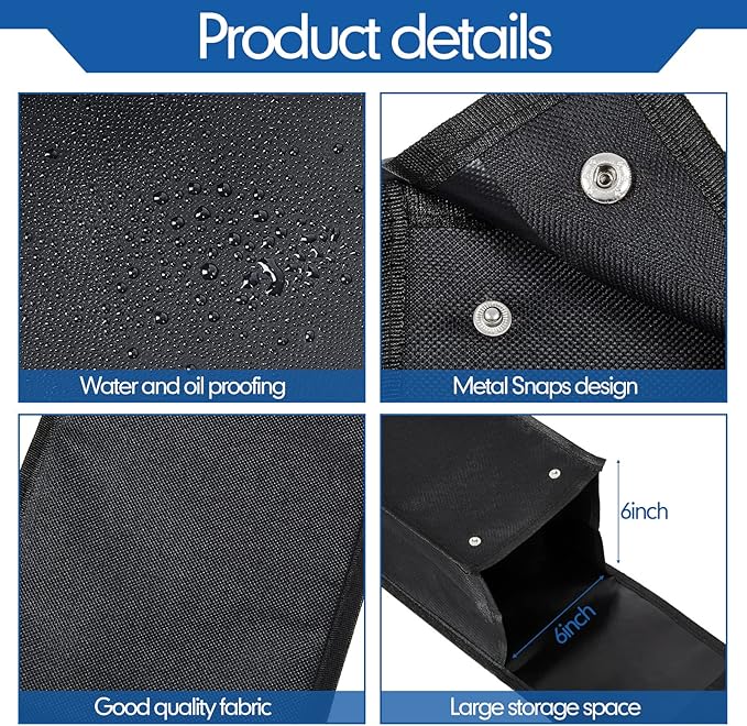 Grill Utensil Storage Bag BBQ Tool Storage Bags Barbecue Hardware Tool BBQ Utensil Holder Pouch Oxford Cloth Accessory Foldable for Camping Hiking(2 Pcs,Black)