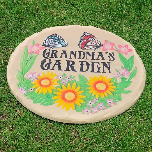 4Pcs Round Butterfly Stepping Stone Outdoor Garden Walkway, Durable Plastic Pavers for Patio, Pathway, and Landscaping, Weatherproof Stepping Stones with Ground Stakes for Easy Installation