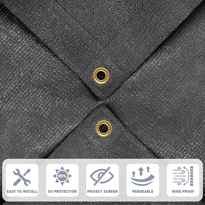 Cool Area Sun Shade Cloth with Grommets 5×18 FT Shade Panel Shade Tarp Screen Fabic for Outdoor Patio Pergola Cover Deck Garden, Dark Grey (Customized)