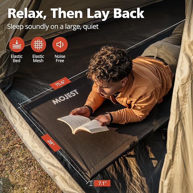 Ultralight Camping Cot for Adults - Portable Folding Camping Bed, Supports 350 lbs - Lightweight for Travel, Camping, Hiking, Backpacking, Mountaineering, Black