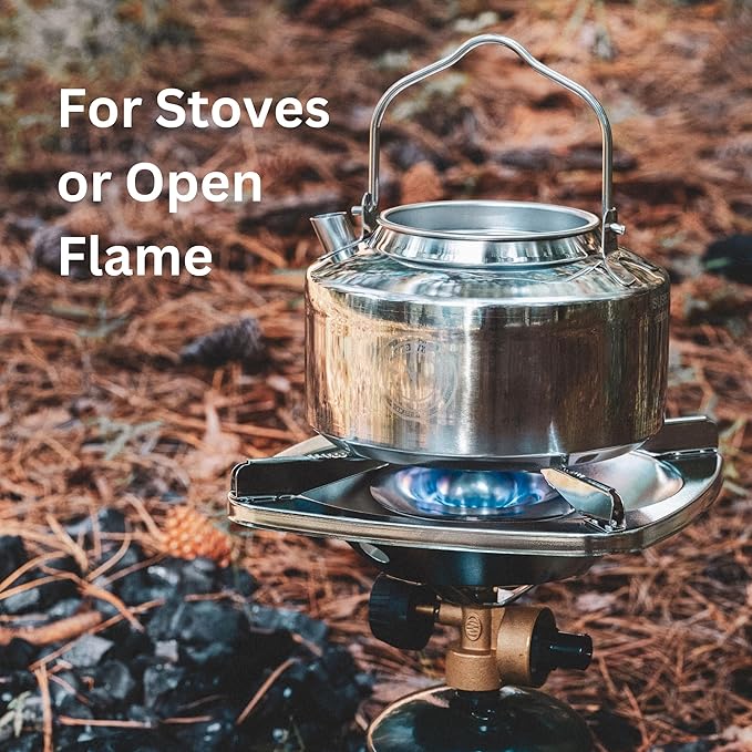 Camping Kettle for Boiling Water 1.2L | Stainless Steel Open Fire Coffee & Tea Pots | 5-Cup Water Kettles| Travel Tea Kettle for Outdoor Cooking & Backpacking