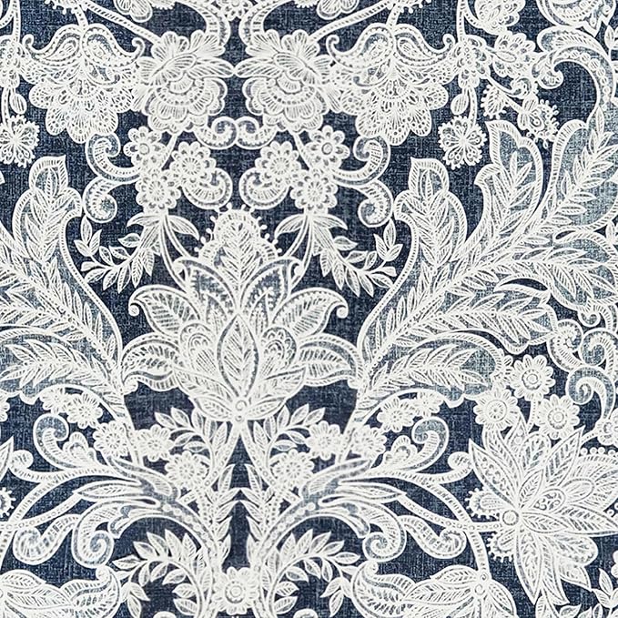 LVTXIII Outdoor Low Back Chair Cushions, Seasonal Replacement Adirondack Chair Cushion with Ties, Patio Waterproof Seat Cushions for Home Garden Use, 21 W x 21 D, Set of 2, Damask Lapis