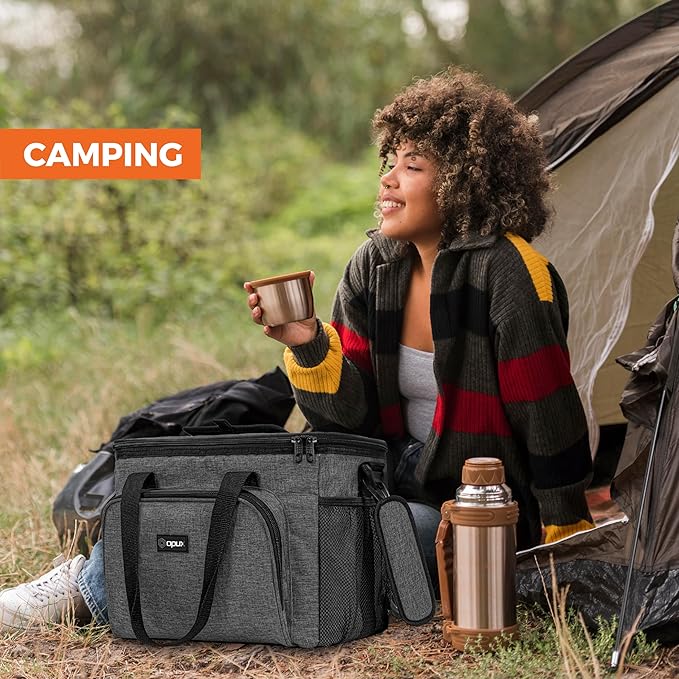 OPUX Soft Cooler Bag, Insulated Collapsible Lunch Cooler Tote for Men Work Camping Beach Travel, Portable Soft Sided Leakproof Waterproof Large Lunch Bag Box with Shoulder Strap 40 Cans, Charcoal Gray